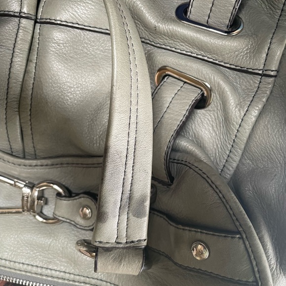 B Makowsky Grey leather Satchel Nickel Hardware Buckle Detail. Great condition - Picture 7 of 9